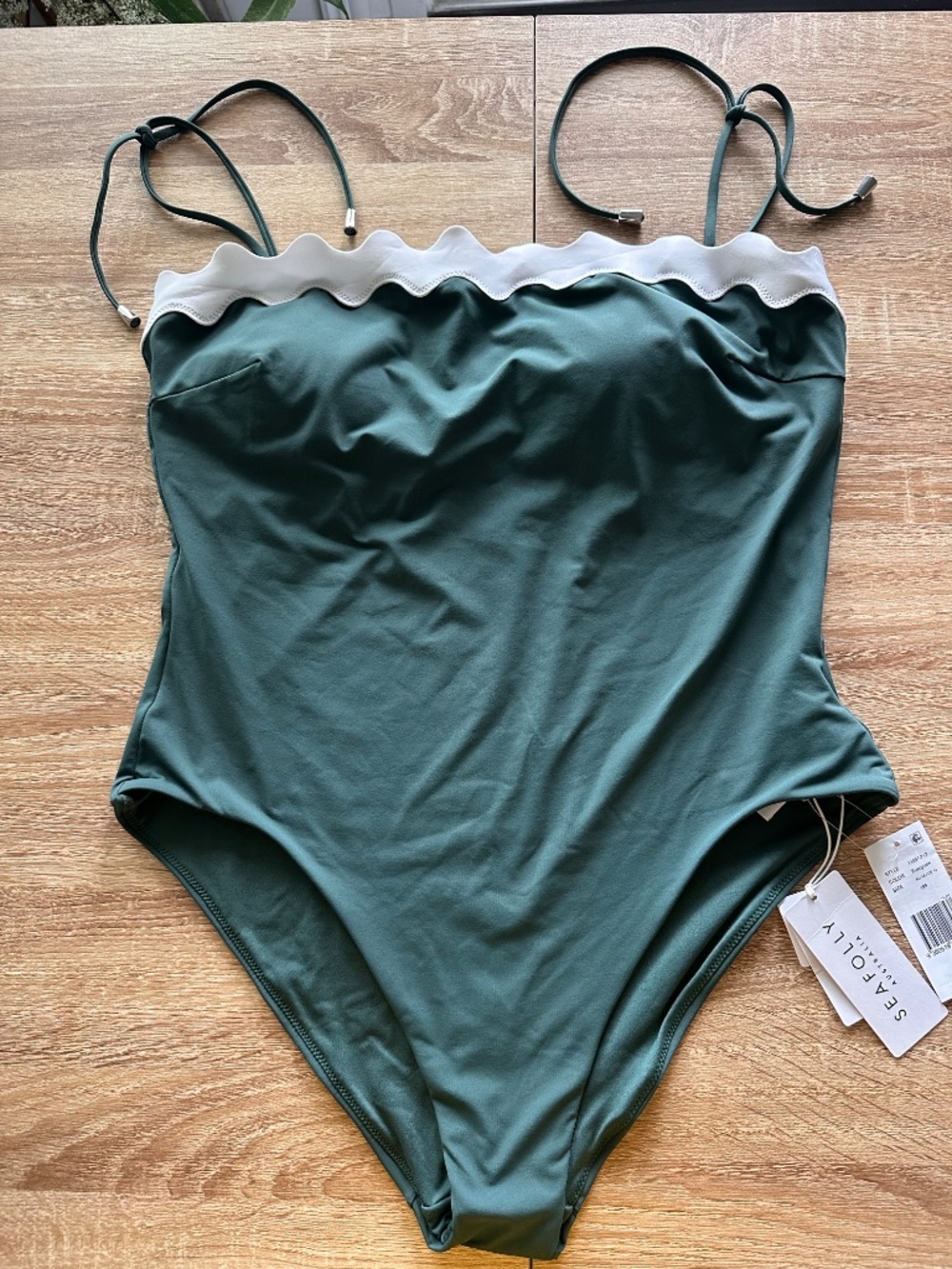 Seafolly Sea Dive Gia Bandeau Green One Piece Swimsuit - Picture 9 of 11